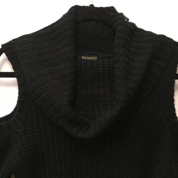 Womens Black Long Shoulderless Sweater or Dress - Picture 5 of 6